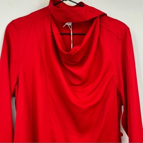 COS The Crow Red new with tags Button Fit mockneck cherry holiday Midi dress NWT - Picture 9 of 9